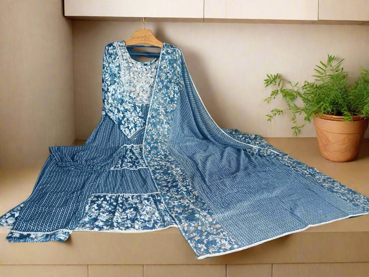 Floral 3 Layer-3 PC set Anarkali Model