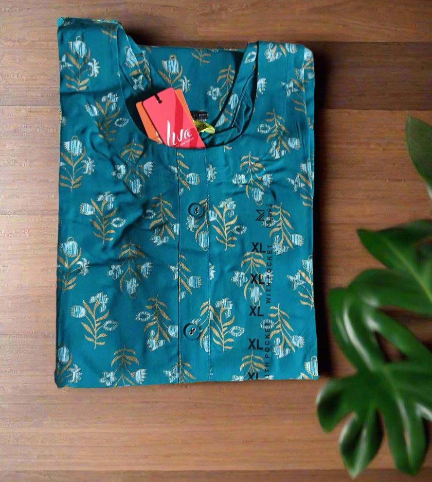 Straight Cut Kurti - Ramar green