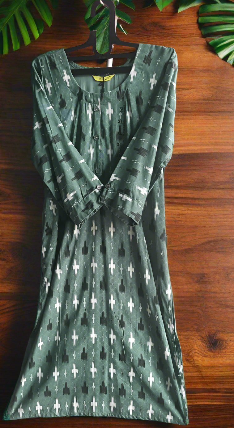 Straight Cut Kurti - Ocean Green