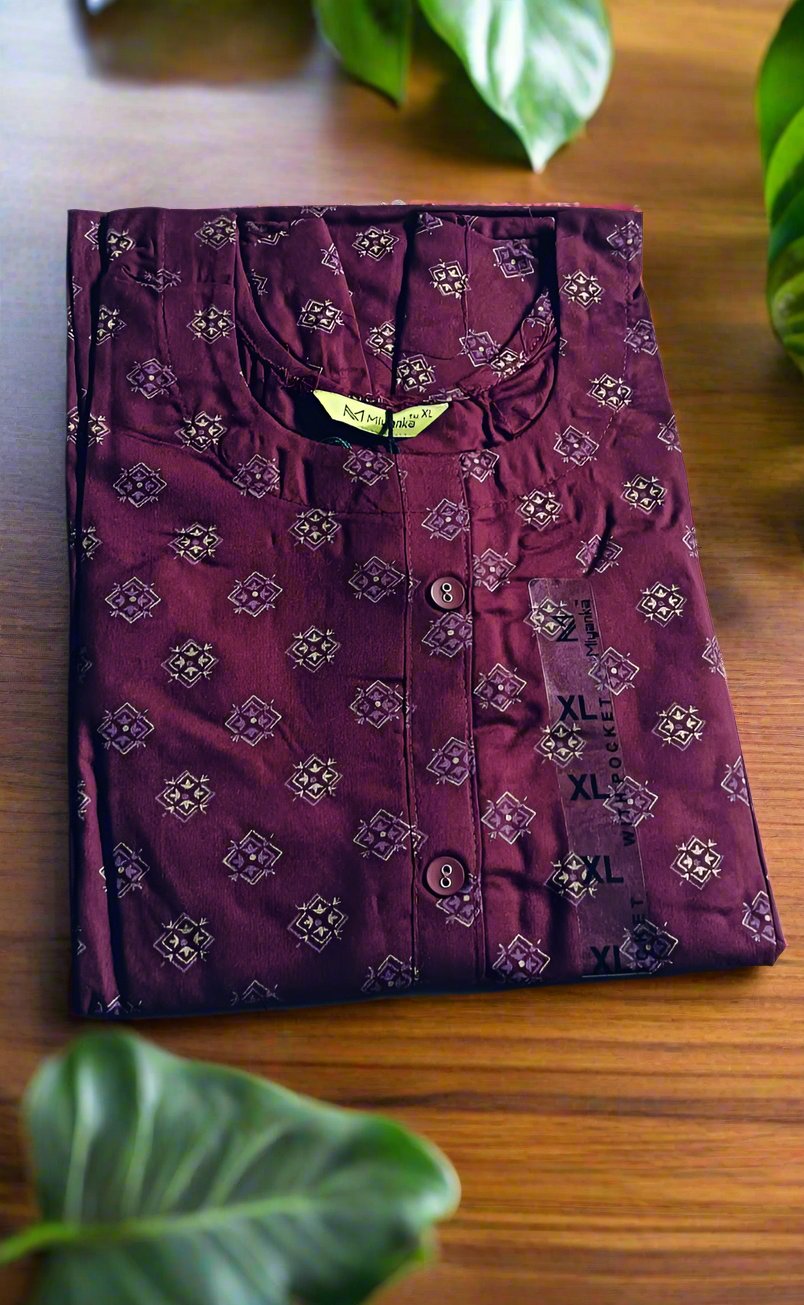 Straight Cut Kurti - Marun