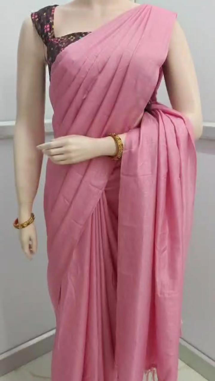 Vichitra Silk Saree with Combo Designer Blouse – VICH-001