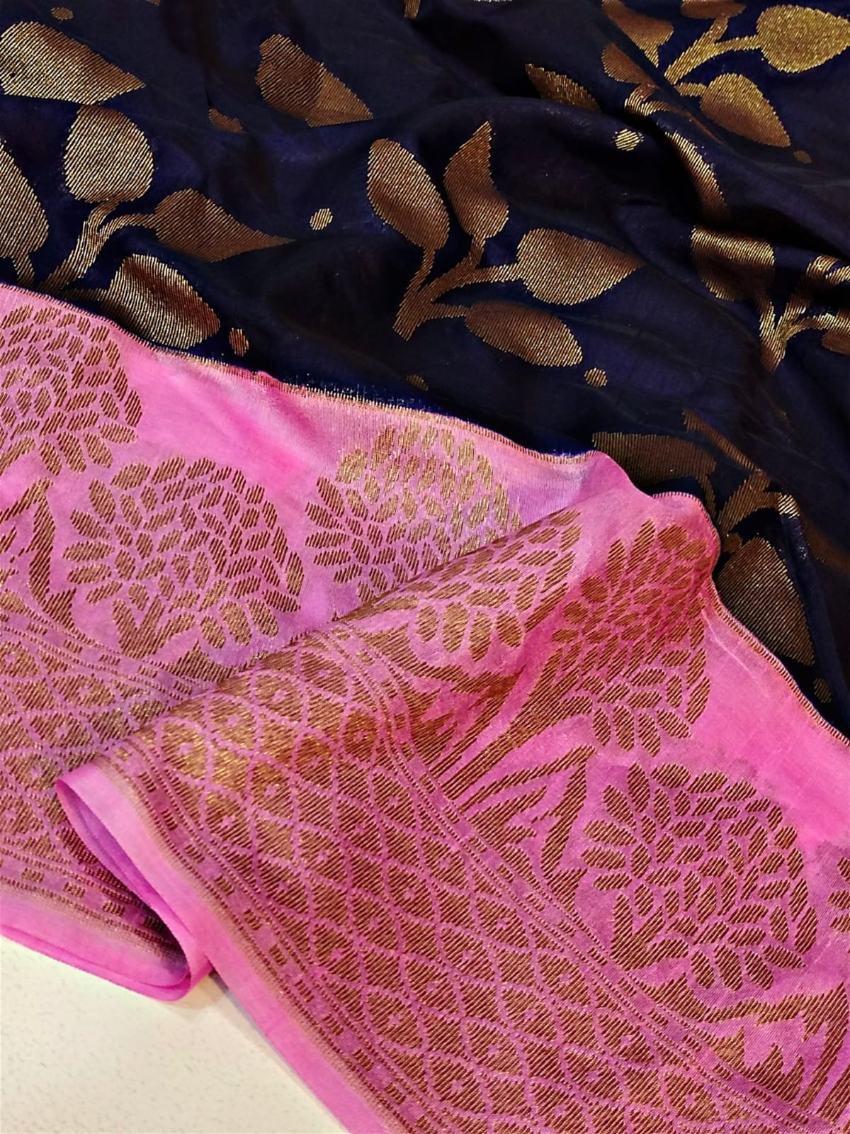 Banarasi Daybal Semi Doupin Soft Silk Saree with all-over buta-weaving - rich pallu design-saree