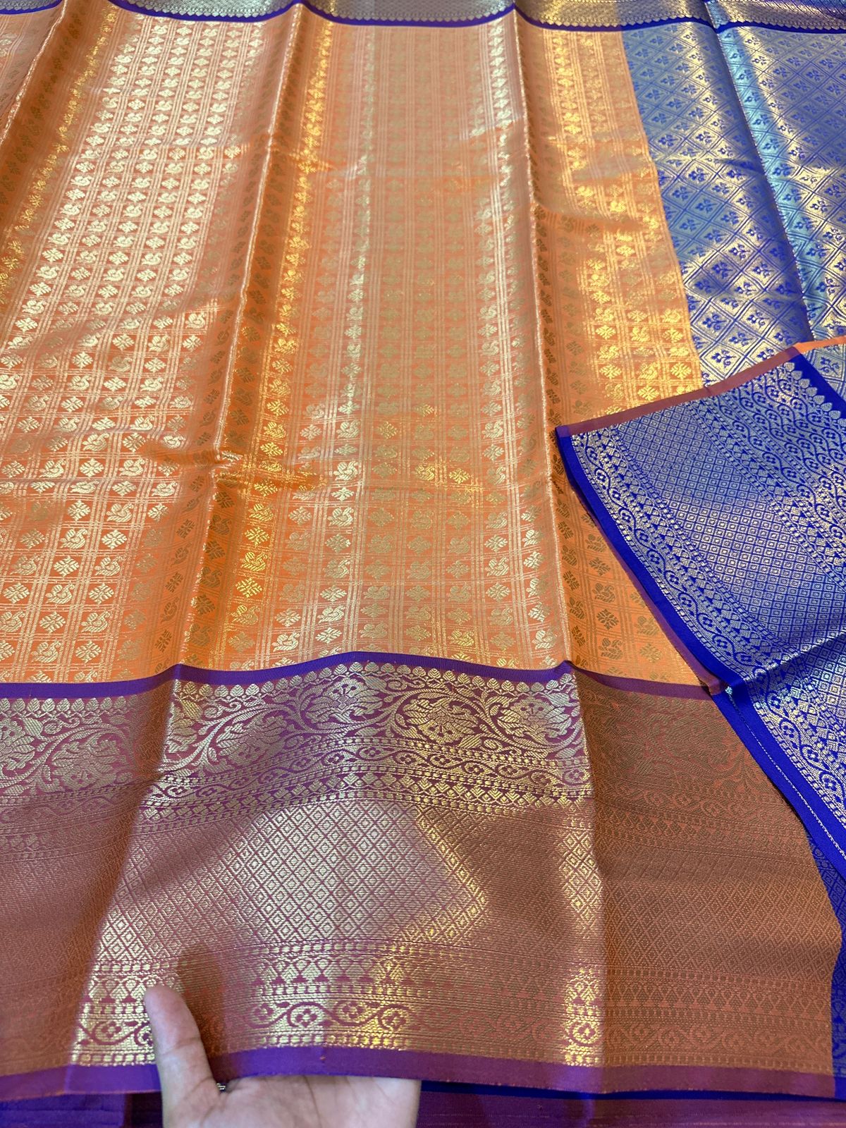 Banarasi Tissue Soft Silk Saree with Zari Border and Jacquard Fancy Blouse – Premium Quality-orange
