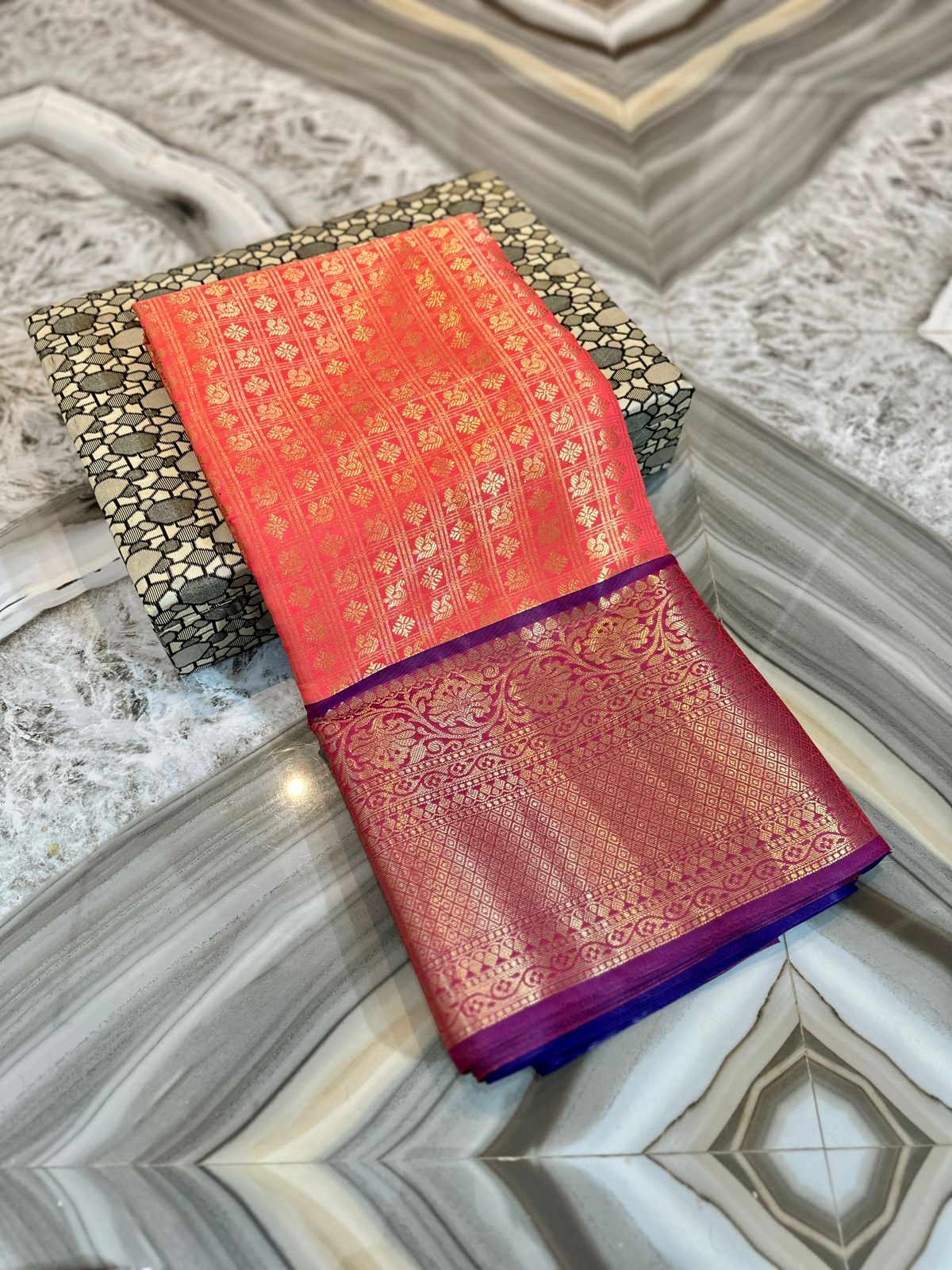 Banarasi Tissue Soft Silk Saree with Zari Border and Jacquard Fancy Blouse – Premium Quality-cream orange