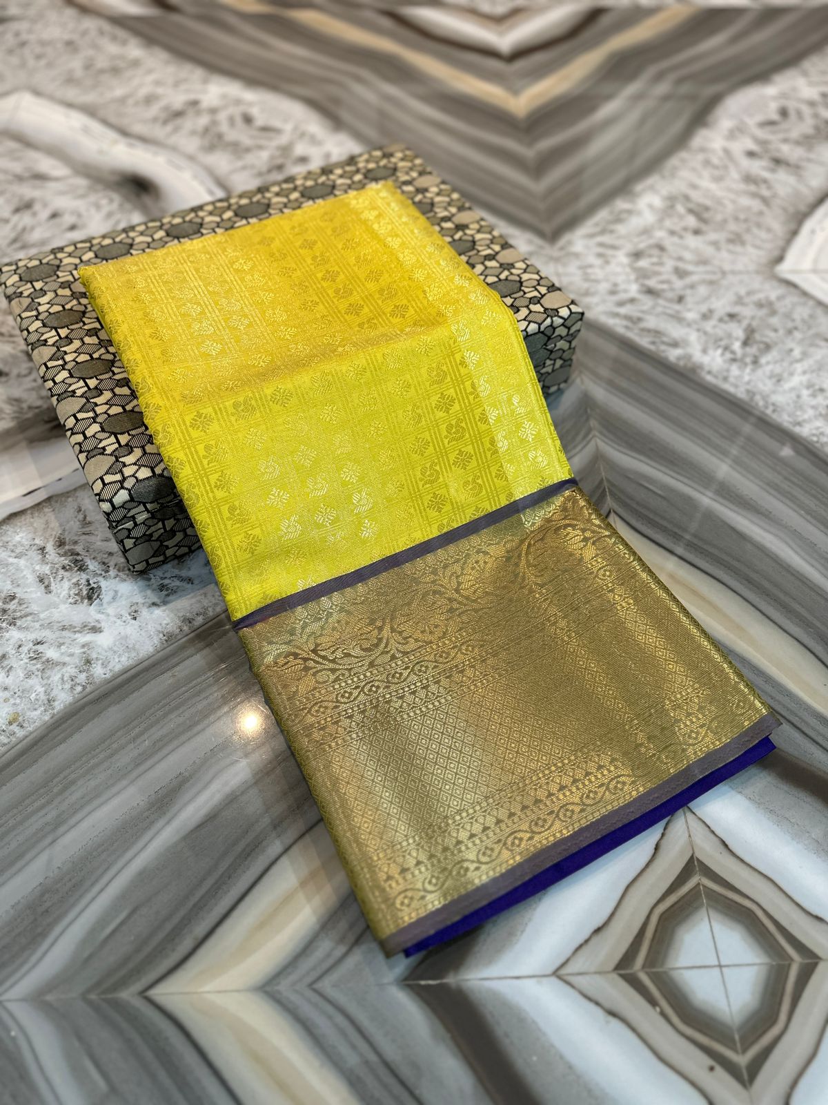 Banarasi Tissue Soft Silk Saree with Zari Border and Jacquard Fancy Blouse – Premium Quality-yellow