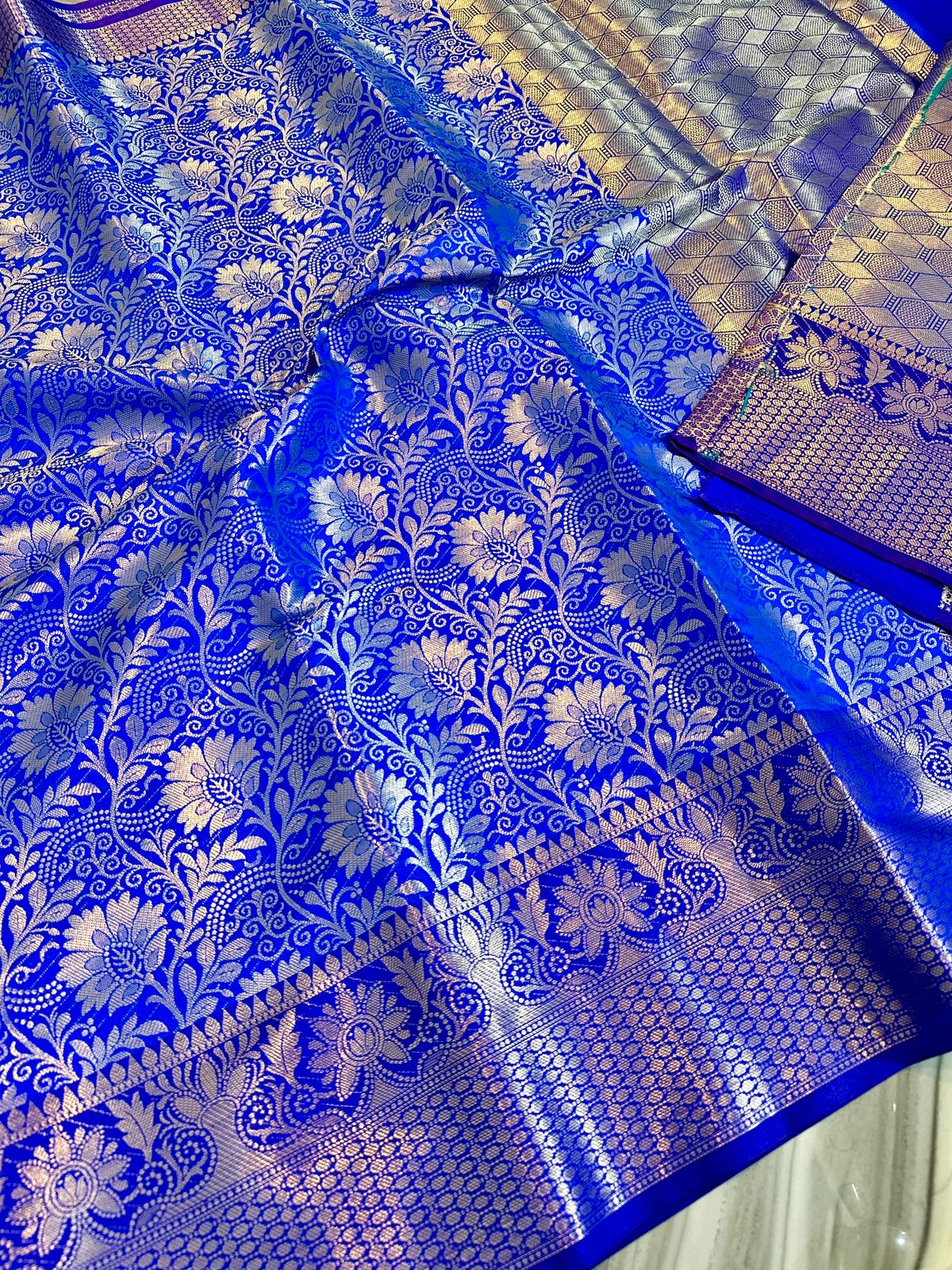 Banarasi Tissue Soft Silk Saree with Zari Border and Jacquard Fancy Blouse – Premium Quality by Rafia Fashions-blue