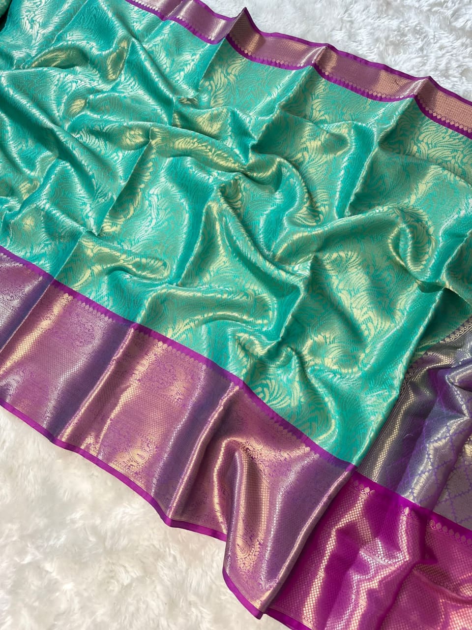 Banarasi Tissue Soft Silk Saree with Zari Border and Jacquard Fancy Blouse – Premium Quality -Rafia Fashions