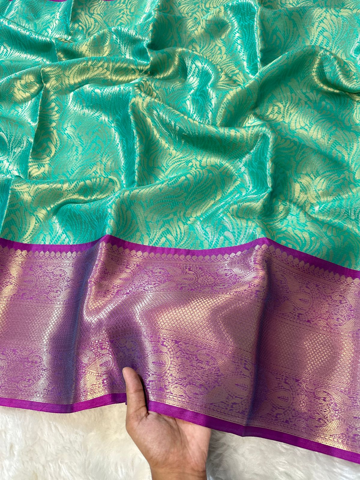 Banarasi Tissue Soft Silk Saree with Zari Border and Jacquard Fancy Blouse – Premium Quality by Rafia Fashions-purple border
