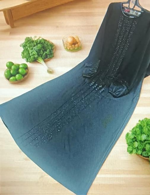 Blackberry Stonework Burqa – Premium Nida | Free Size Elegant Wear