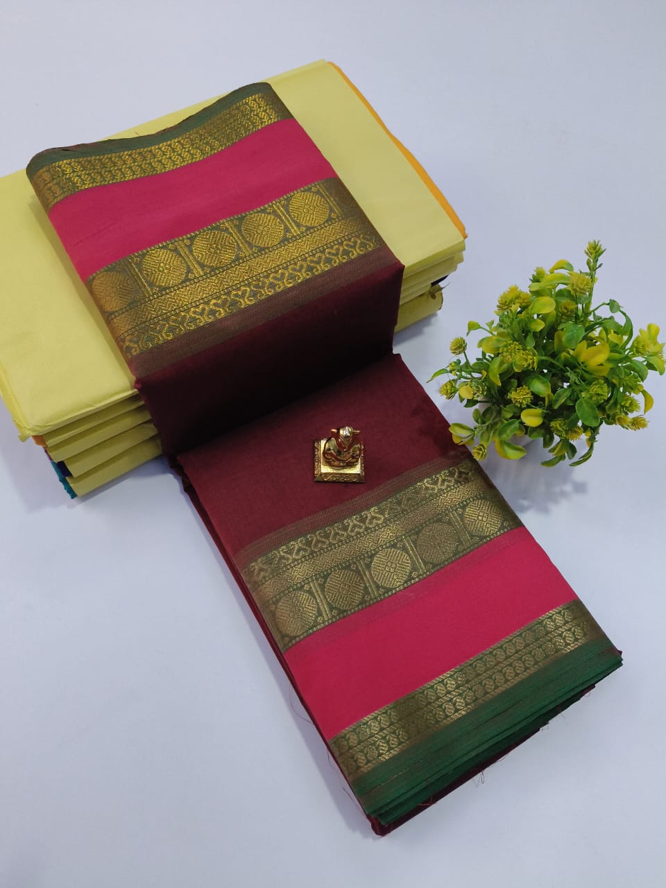 Pure 100 Count Chettinad Cotton Saree – Maroon with red Border-No Blouse