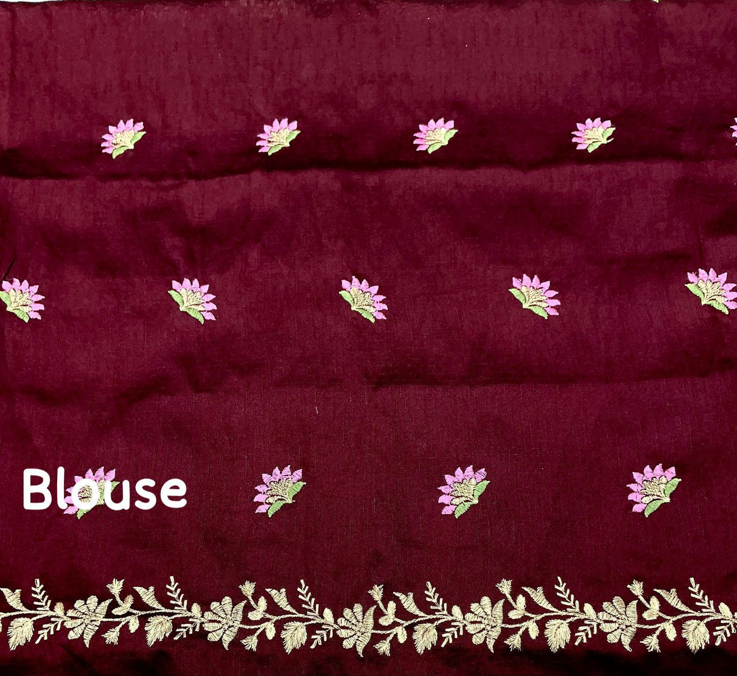 Ivory Kota Silk Saree with Zari and Embroidery Work featuring Cutwork Lace and Contrast Phantom Silk Blouse – Rafia Fashions