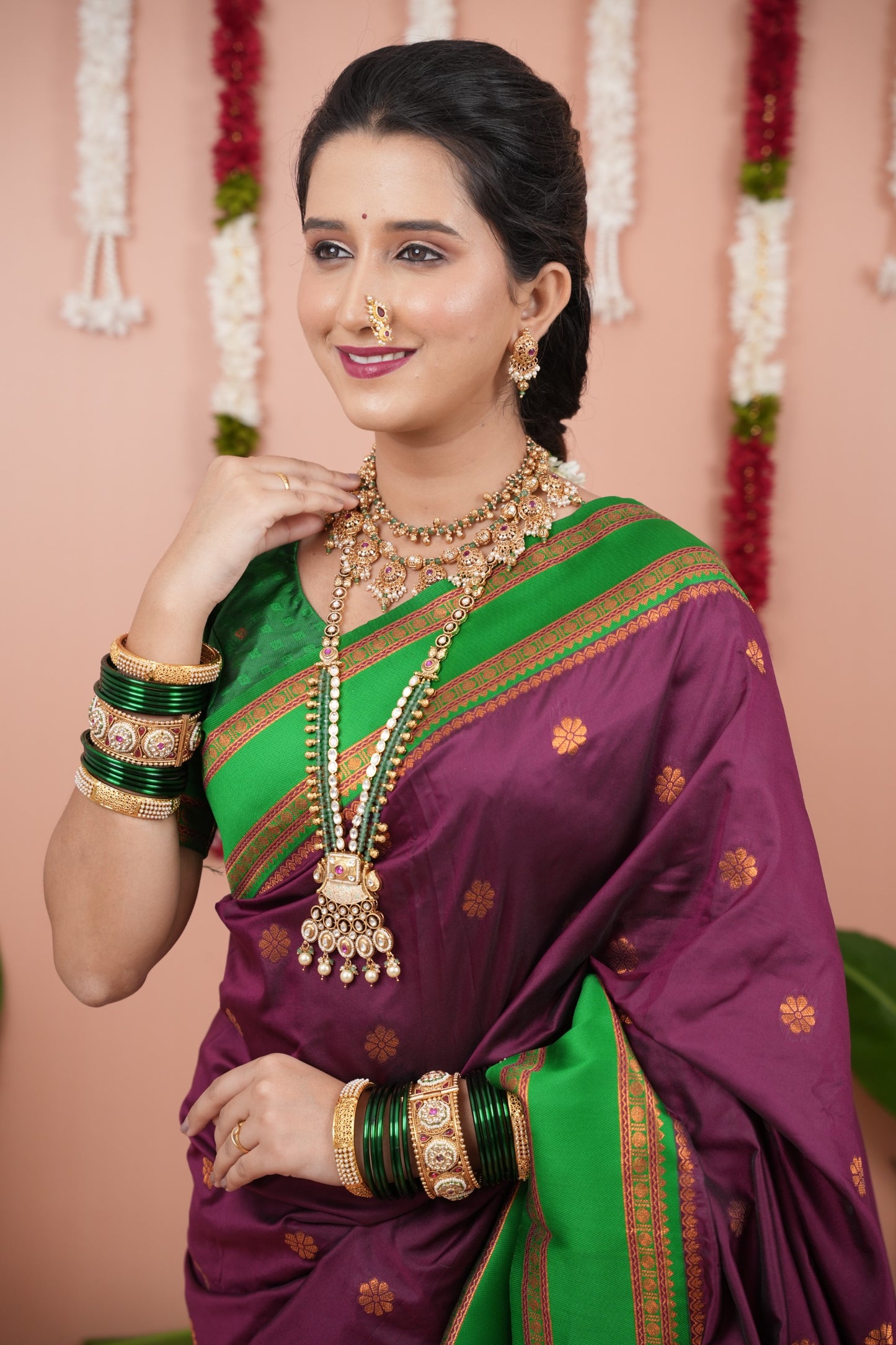 Premium Soft Silk Saree with Narayan Border-maroon