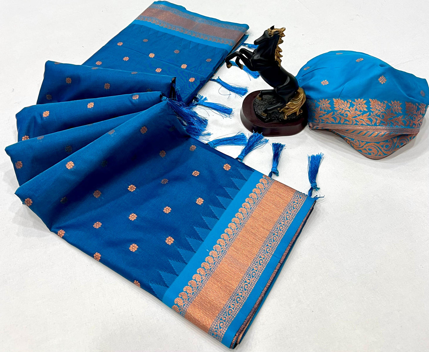 Premium Soft Silk Saree in Red with Narayanpeth Border – Roshni Vol-1-blue-