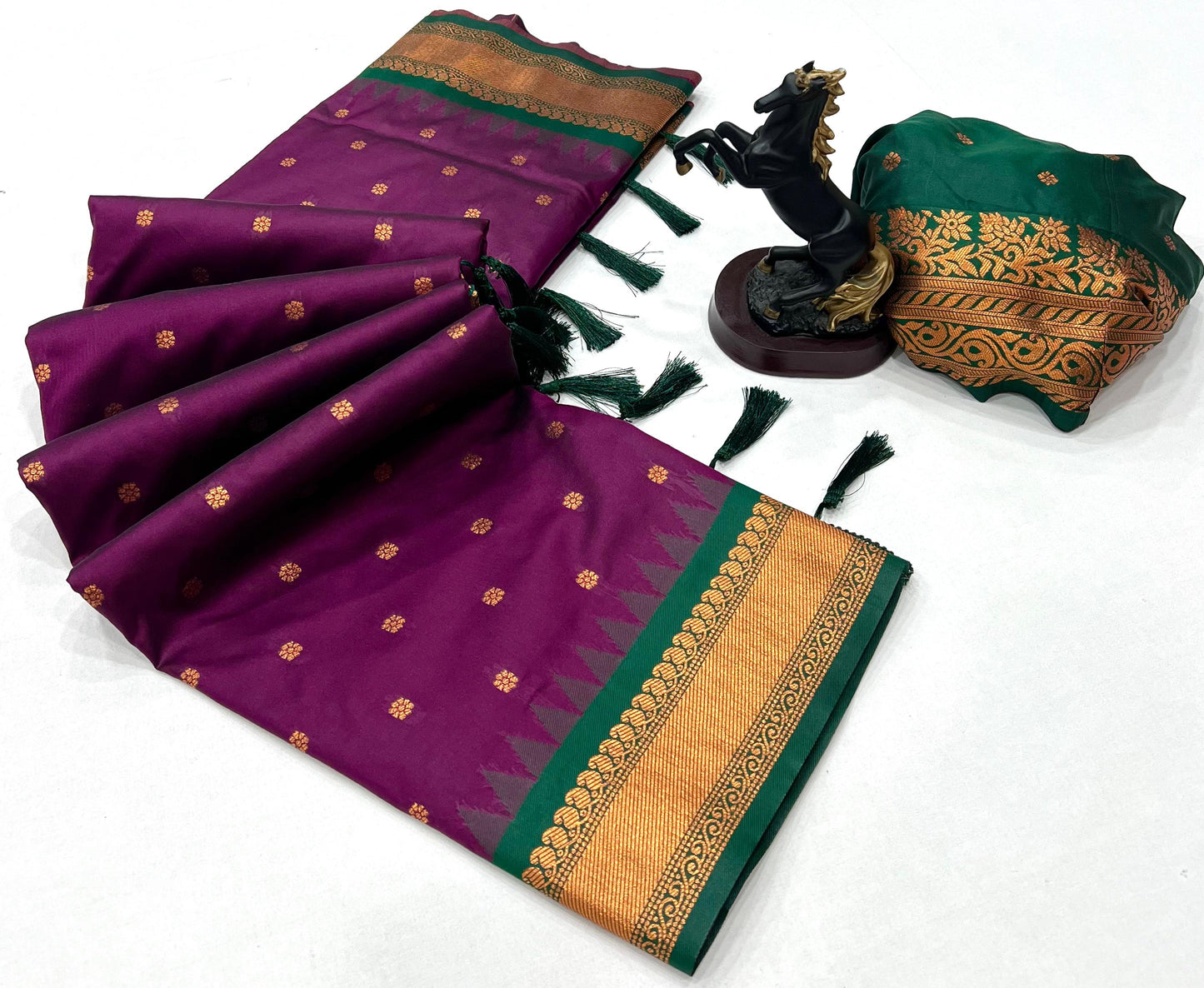 Premium Soft Silk Saree in Red with Narayanpeth Border – Roshni Vol-1-purple