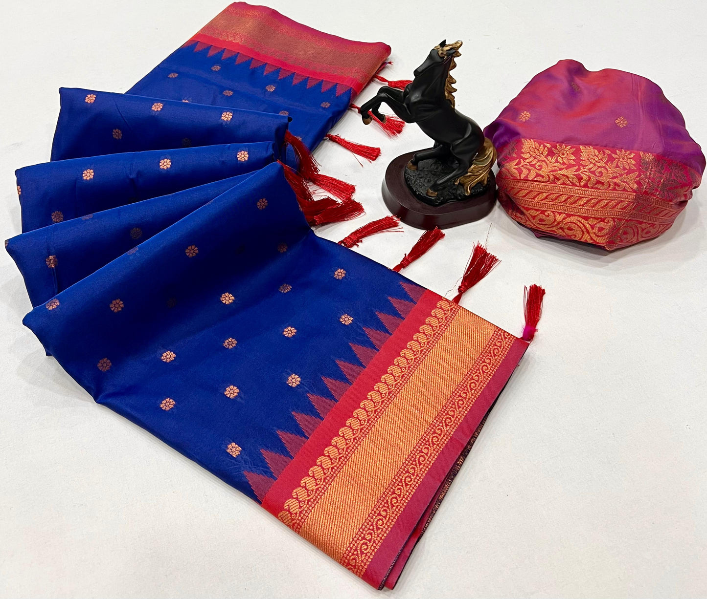 Premium Soft Silk Saree in Red with Narayanpeth Border – Roshni Vol-1-royalblue
