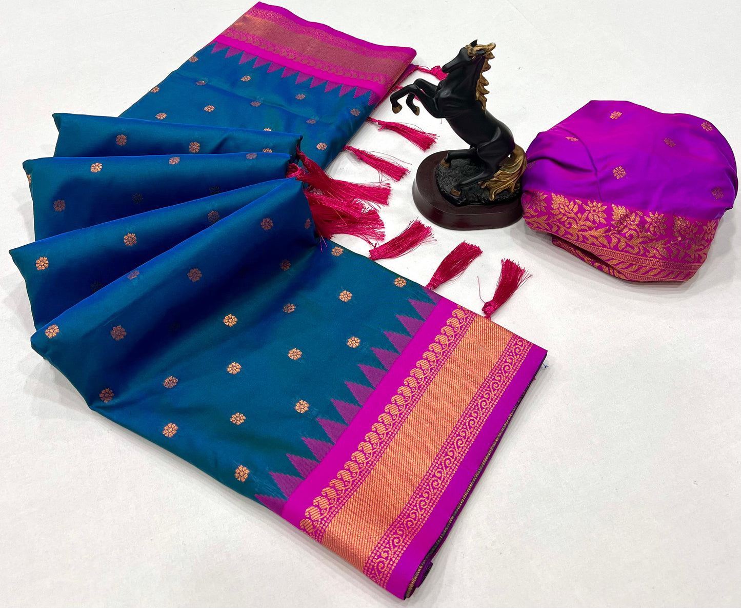 Premium Soft Silk Saree in Red with Narayanpeth Border – Roshni Vol-1-seablue