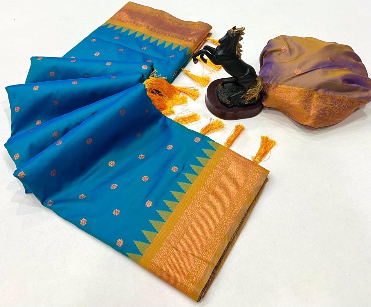 Premium Soft Silk Saree in Red with Narayanpeth Border – Roshni Vol-1-sky blue