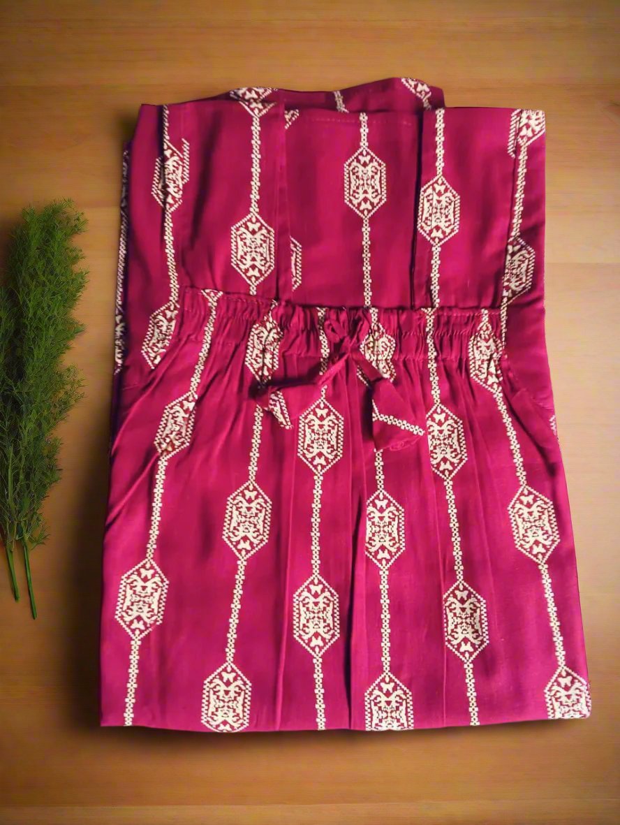 Purple Jaipuri Cotton Nighty