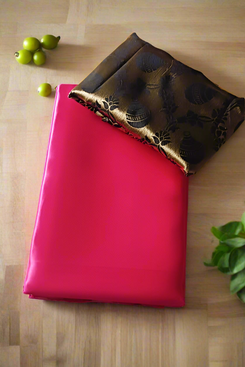 Rich Look Plain Pink Silk Saree – Stylish Look for Occasions – Rafia Fashions