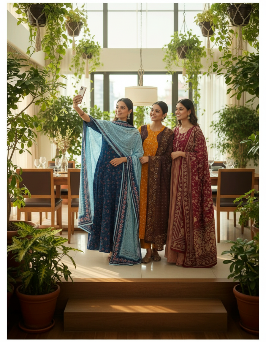 Cotton long sleeves nighty with dupatta | Rafia Fashions