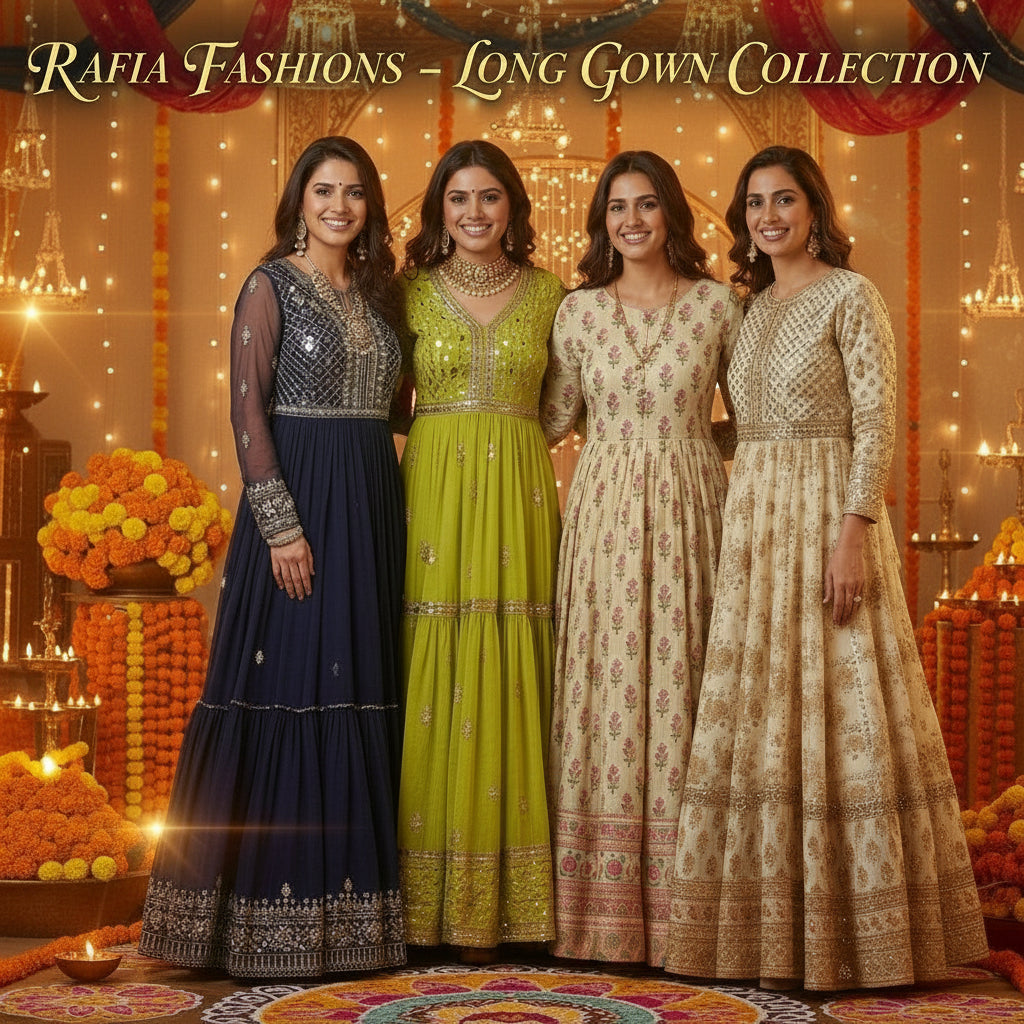 Women long gown collection floral and umbrella styles | Rafia Fashions