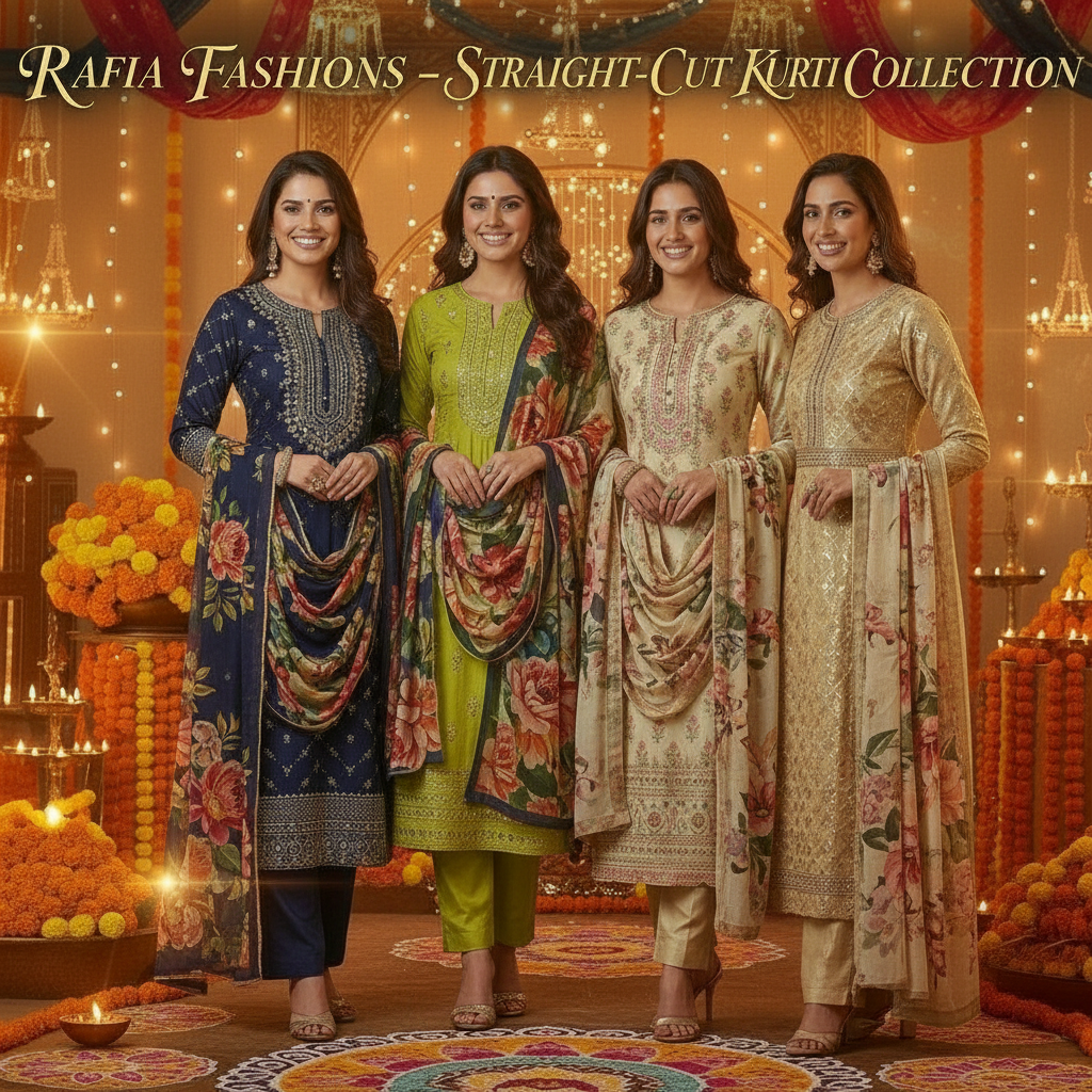 Straight-Cut Kurti for Women – Daily & Office Wear Ethnic Kurti Design-3pc-set