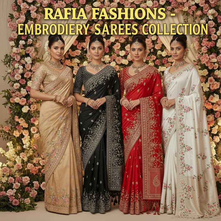 Designer Embroidery Saree with Intricate Threadwork – Festive & Bridal Wear