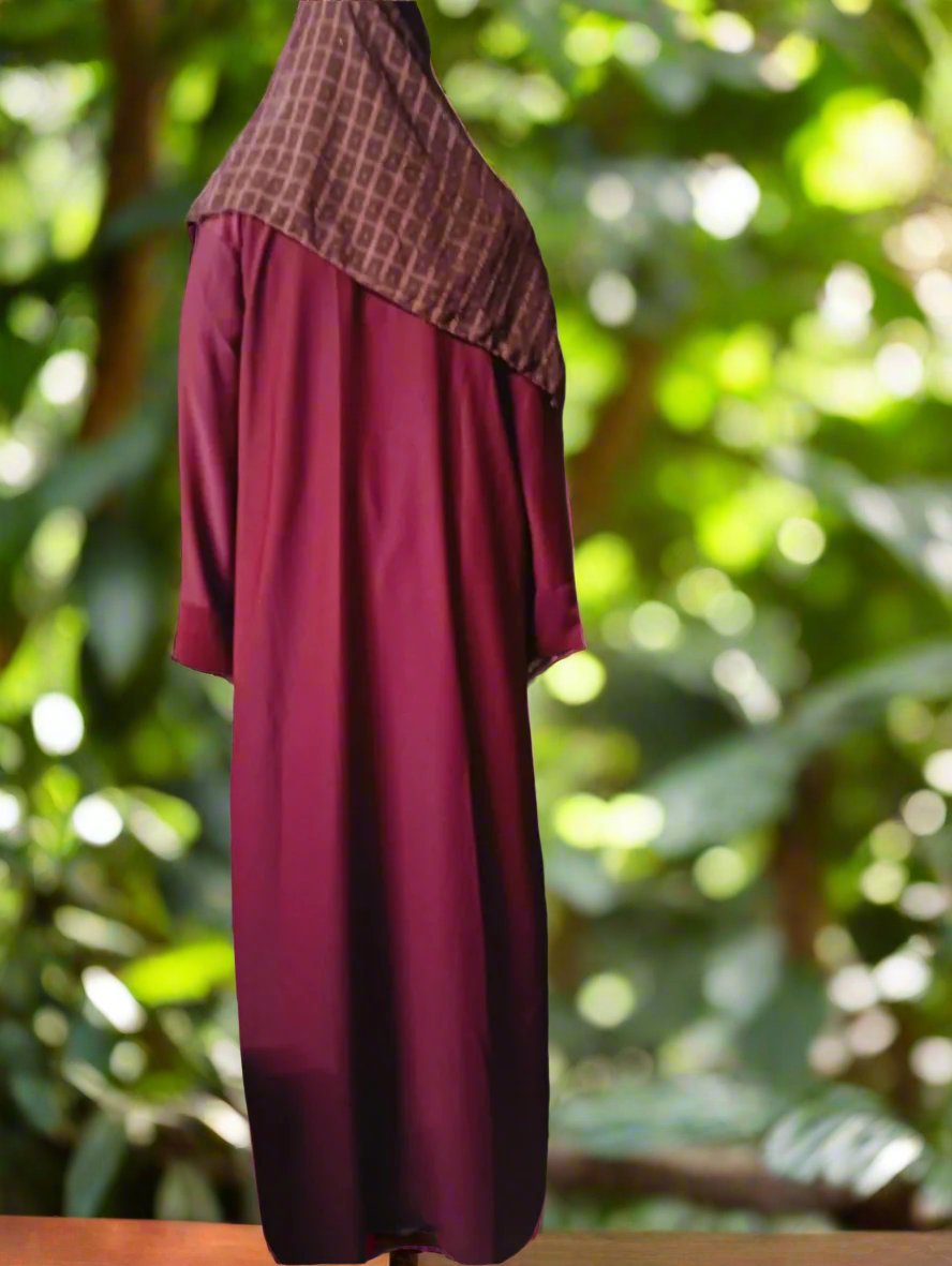 Mahroon Maroon Frill Abaya