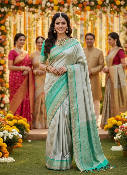Banarasi Brocade Soft Silk Saree with Lace Work - Silk Saree