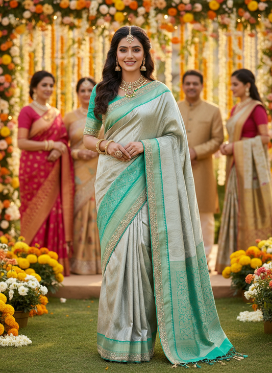 Banarasi Brocade Soft Silk Saree with Lace Work - Silk Saree