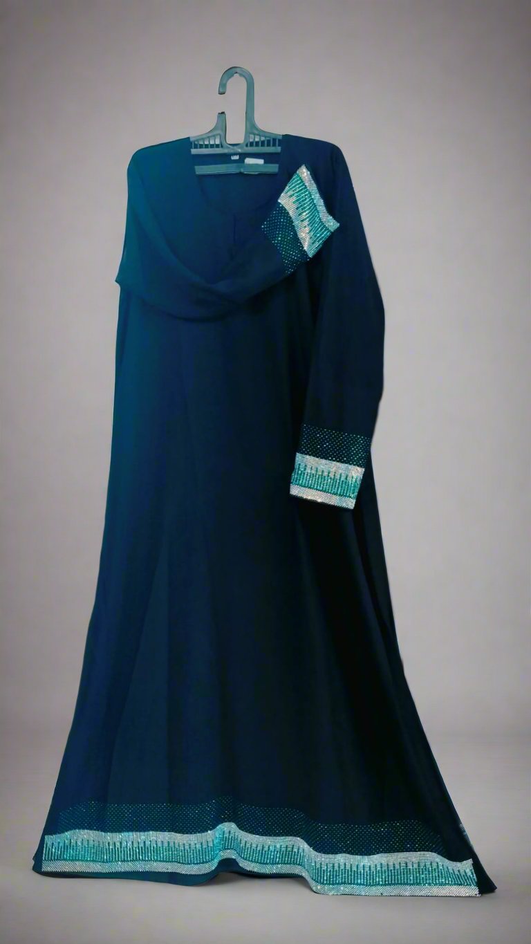 Black Ocean Double Layer Stonework Burqa