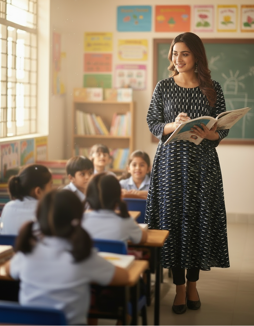 Teacher reading a book to students in a classroom