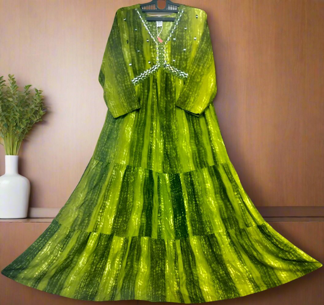 Forest River Anarkali Long Gown - Mirror Work Magic