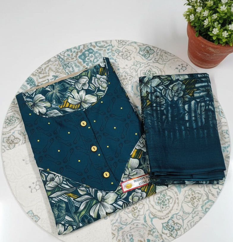 Pranjul full-sleeve cotton nighty with dupatta