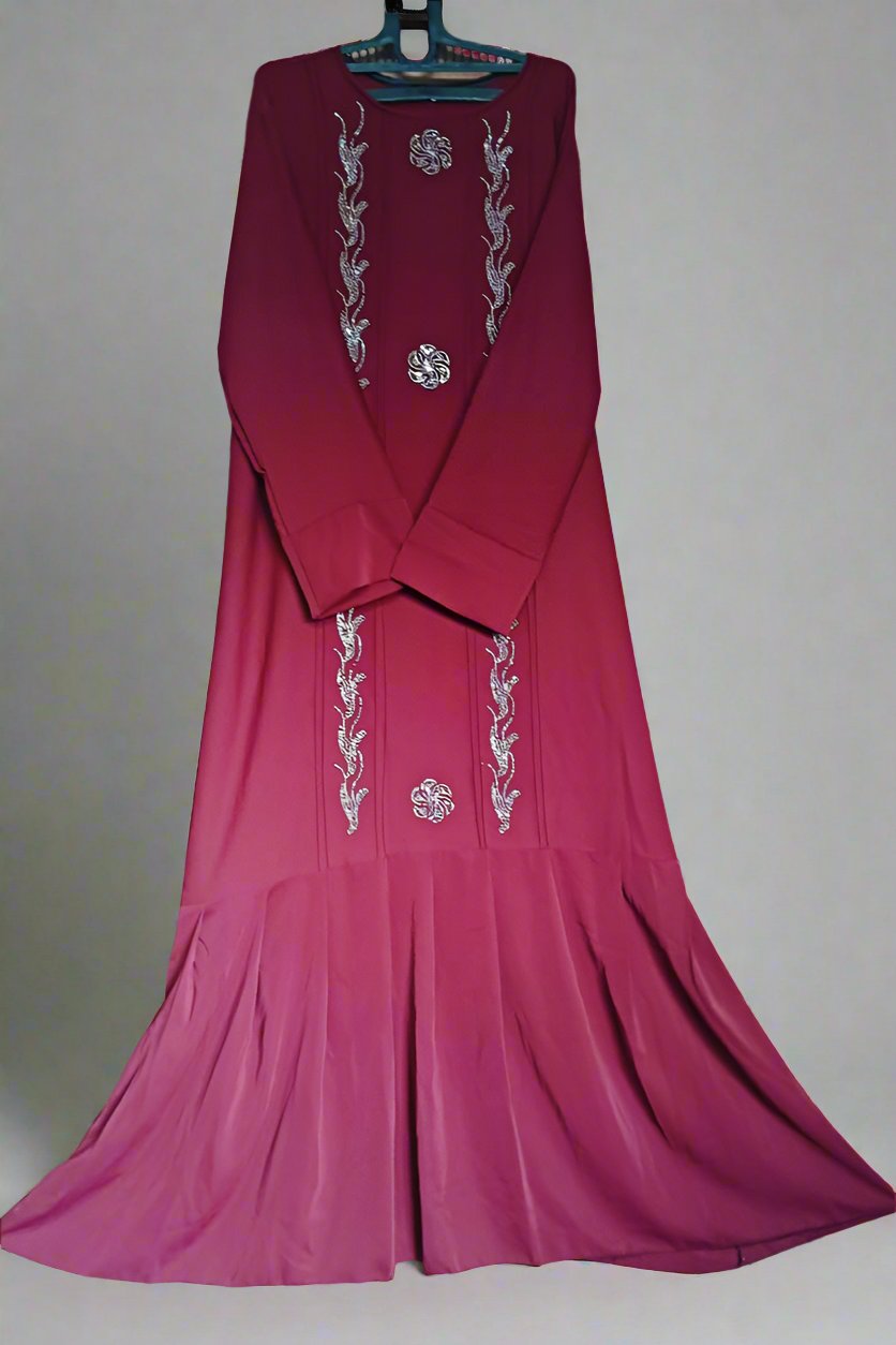 Mahroon Maroon Frill Abaya