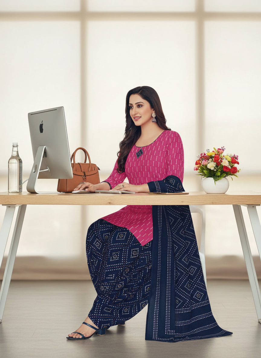 Straight Cut – 3Pc Set- Pink-Blue