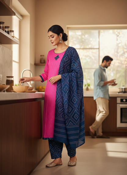 Straight Cut – 3Pc Set- Pink-Blue