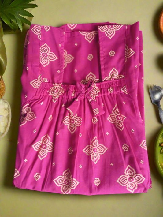 Pink Jaipuri Cotton Nighty