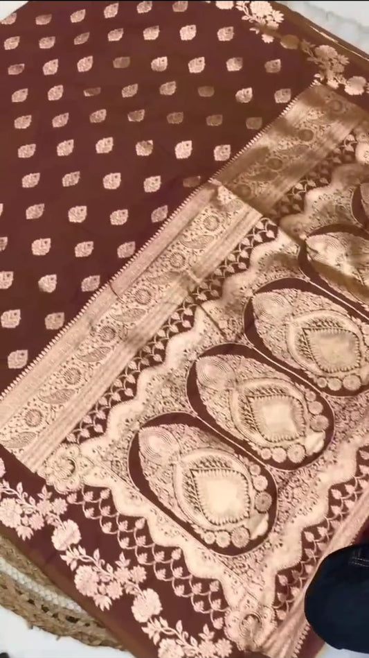 Premium Banarasi Silk Saree with self-weaving and zari pallu-full-picture