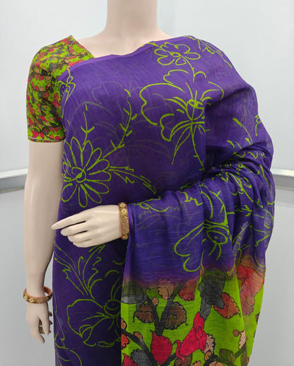 Soft linen cotton saree with simple classy drape – everyday ethnic wear