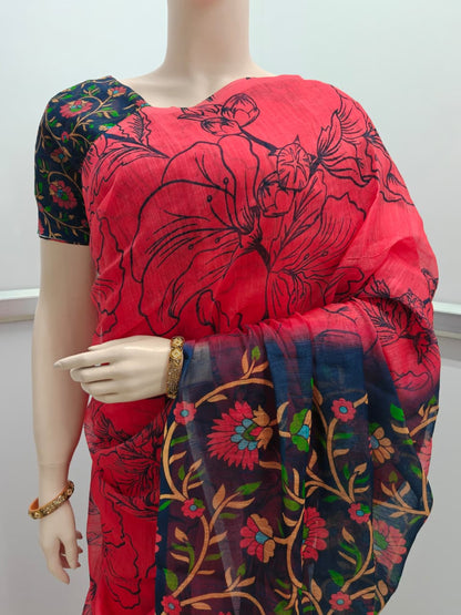 Trending Linen Cotton Saree in elegant design for casual and work wear
