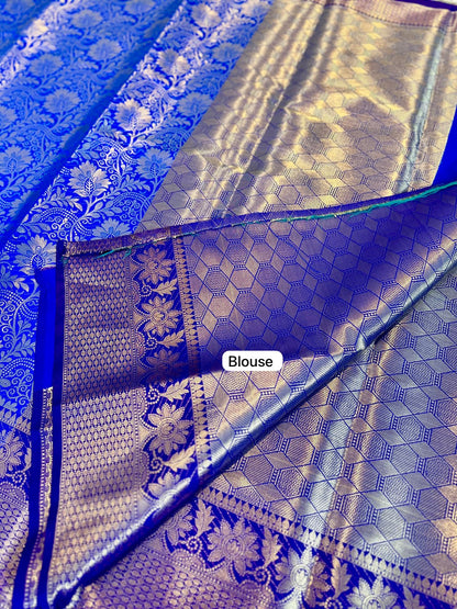 Banarasi Tissue Soft Silk Saree with Zari Border and Jacquard Fancy Blouse – Premium Quality by Rafia Fashions-royal-blue