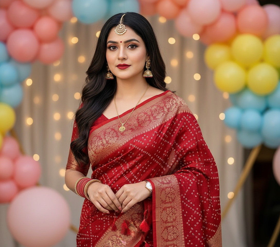 chinnon-saree-with-tassels-pallu