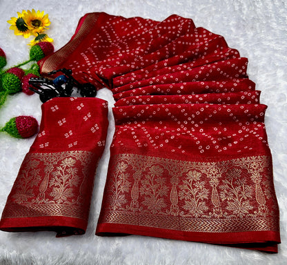 Soft chinnon saree blouse with matching weaving pattern