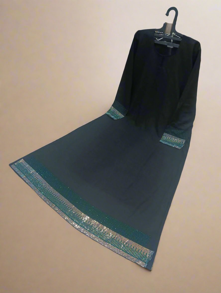 Black Ocean Double Layer Stonework Burqa