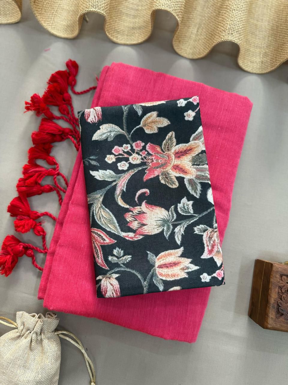 Khadi Handloom Cotton Saree with Magic Cotton Blouse - KHADI-022