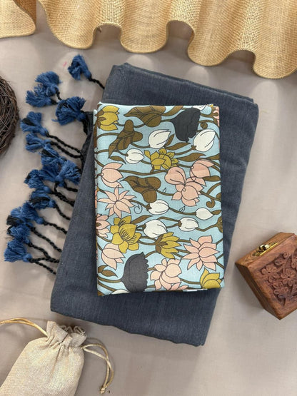 Khadi Handloom Cotton Saree with Magic Cotton Blouse - KHADI-022