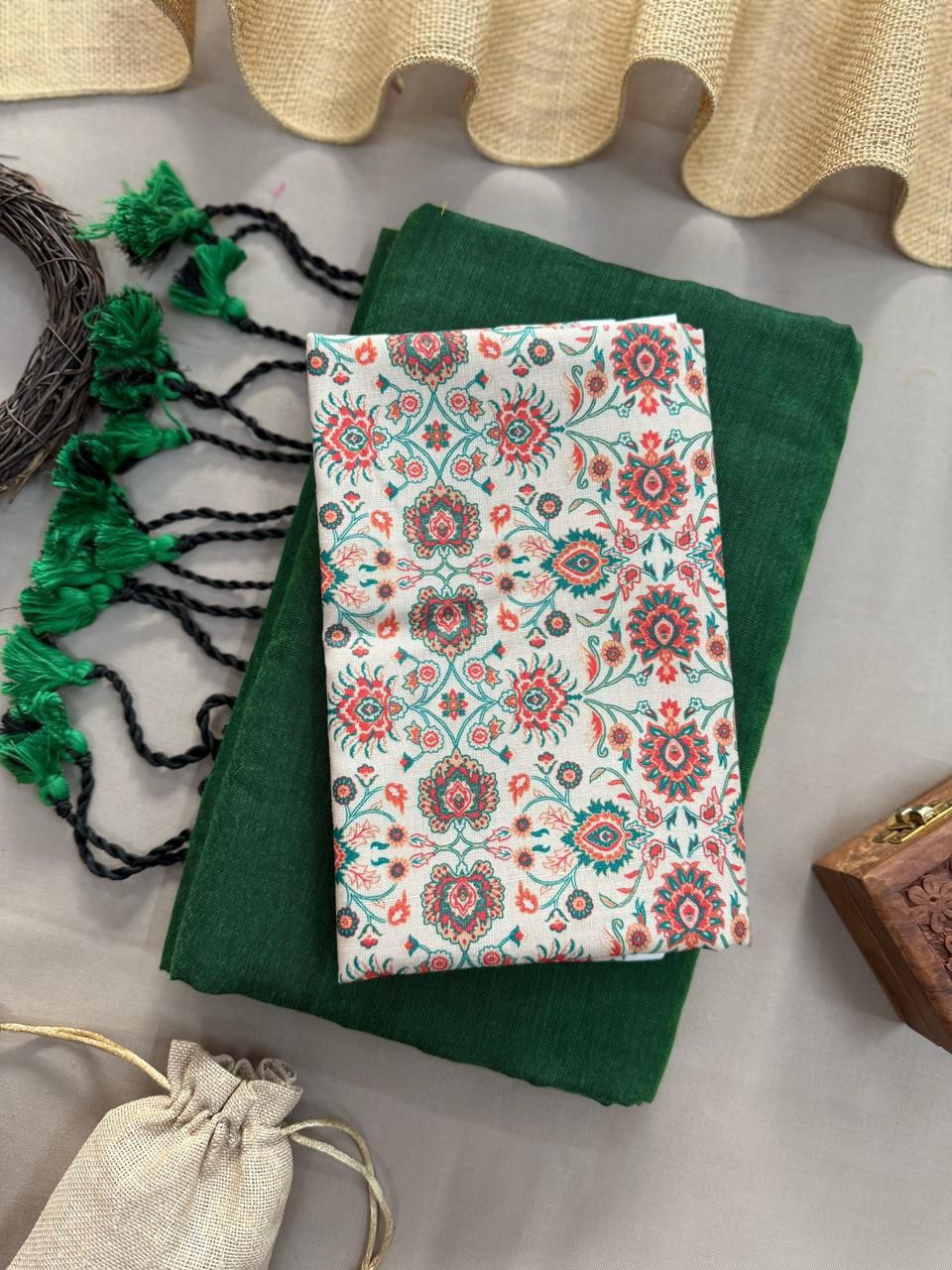 Khadi Handloom Cotton Saree with Magic Cotton Blouse - KHADI-022