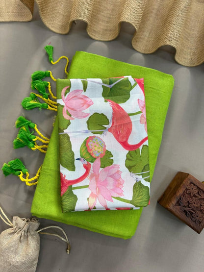 Khadi Handloom Cotton Saree with Magic Cotton Blouse - KHADI-022