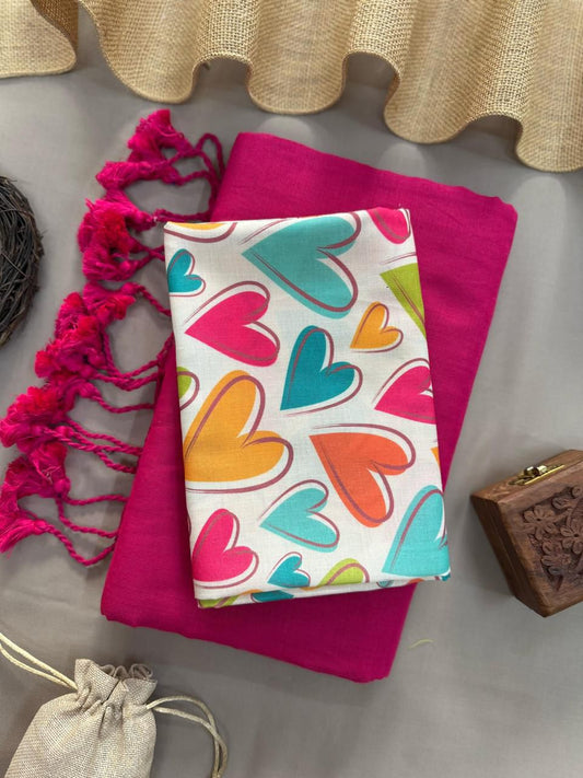 Khadi Handloom Cotton Saree with Magic Cotton Blouse - KHADI-022